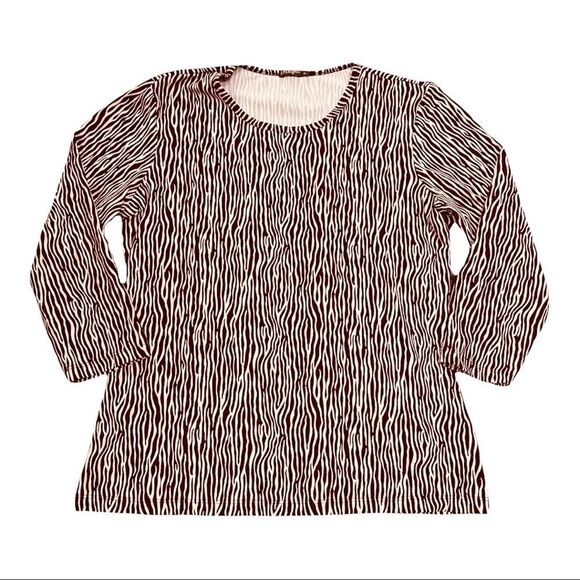 J. McLaughlin Signature Tee Zebra Print Purple Size Medium - Picture 2 of 8